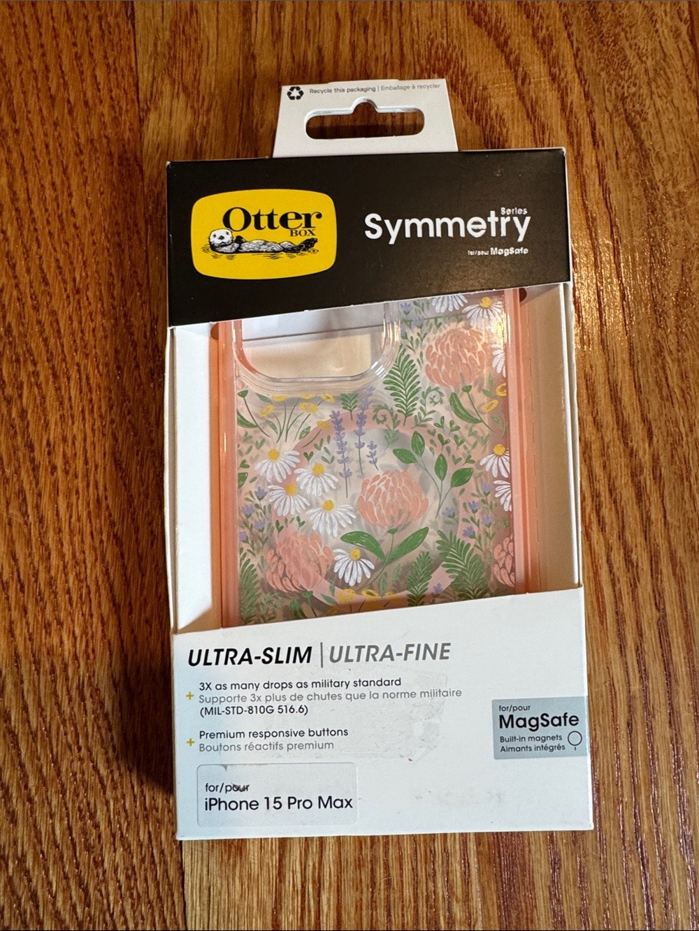 Otterbox iPhone 15 Pro Max Symmetry Series Case with MagSafe - Peachy Bloom